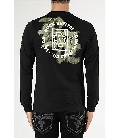 Rock Revival Long Sleeve Camouflage Detailed Logo T-Shirt