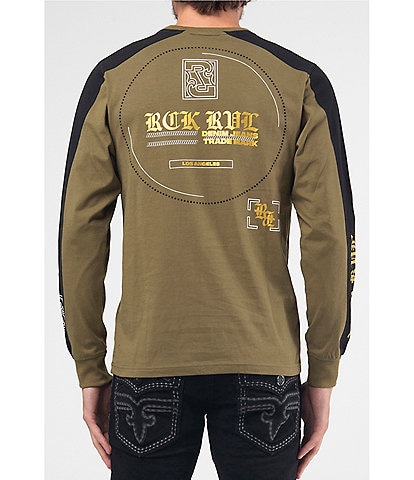 Rock Revival Long Sleeve Colorblock Gold Foil Printed T-Shirt