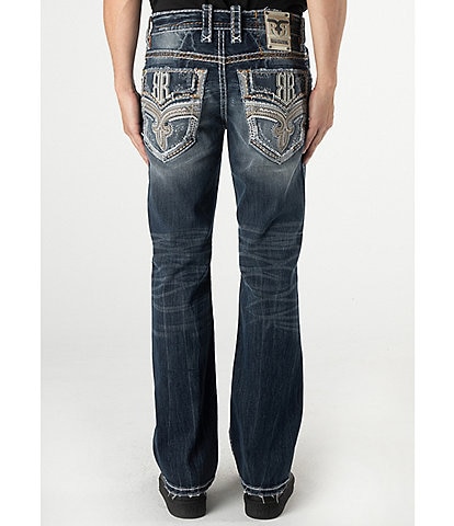 Rock Revival Raelyn Fleur-De-Lis Pocket Bootcut-Leg Denim Jeans