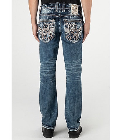 Rock Revival Rodolfo Straight-Leg Fleur-De-Lis-Pocket Denim Jeans