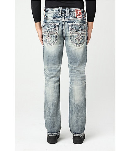 Rock Revival Straight Leg Contrast Stitch Embroidery Denim Jeans