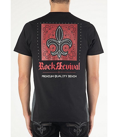 Rock Revival Studded Paisley Fleur-De-Lis Short Sleeve Graphic T-Shirt