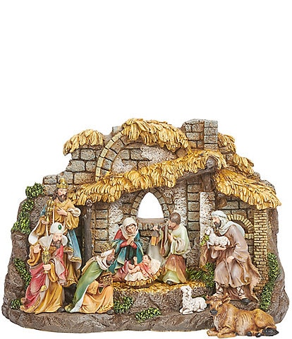 Roman 10pc Nativity With Stable Set