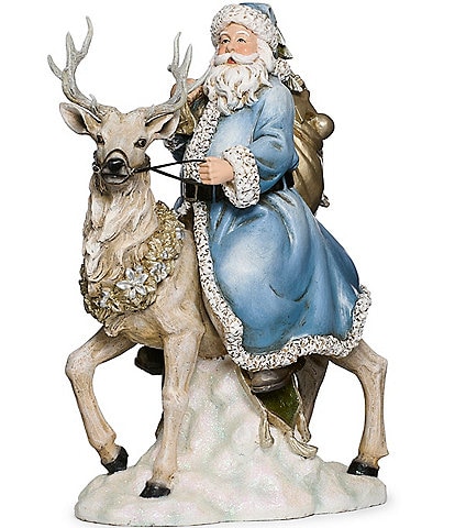 Roman 12#double; Santa In A Blue Suit Riding a Reindeer Tabletop Figurine