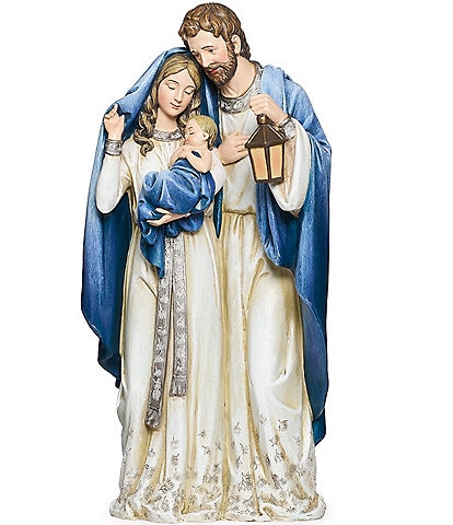 Roman 12.7"H Navy & Silver Holy Family with Sparkle Gems Figurine