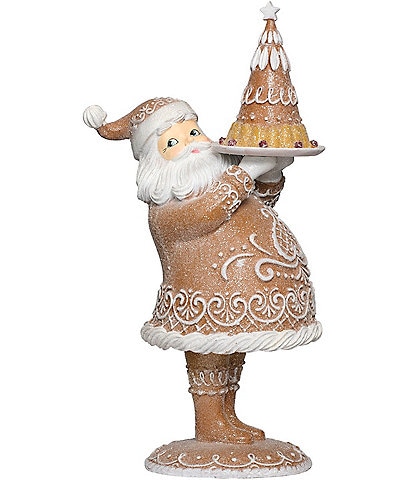 Roman 17#double;H Gingerbread Santa with Dessert Tabletop Figurine