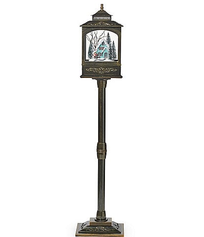 Roman 49-Inch Musical LED Lighted Vintage House Snowblow Lamp Post Decor