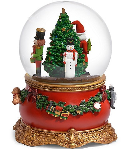 Roman 5" Musical Rotating with Christmas Tree and Santa Nutcracker Glitterdome Snow Globe