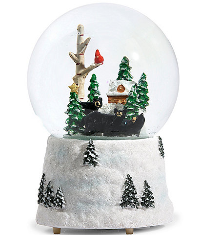 Roman 6.7" Musical Swirl Dome Black Bear Family Glitterdome Snow Globe