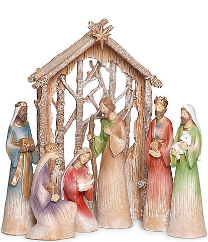 Roman 7-Piece Nativity with Birch Stable Set