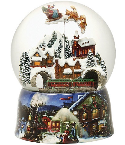 Roman 8#double; Musical Glitterdome Scene With Santa Rotating Above Train Snow Globe