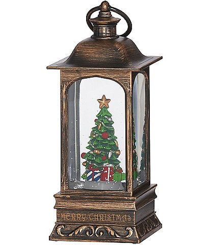 Roman 9.25#double; LED Lighting Swirl Lantern with Rotating Christmas Tree