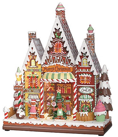 Roman Amusements LED Lighted Musical Gingerbread Candy Village Tabletop Decor