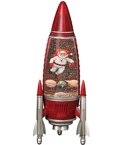 Roman Confetti Lites Lighted Santa's Space Adventure Musical Rocket Figurine