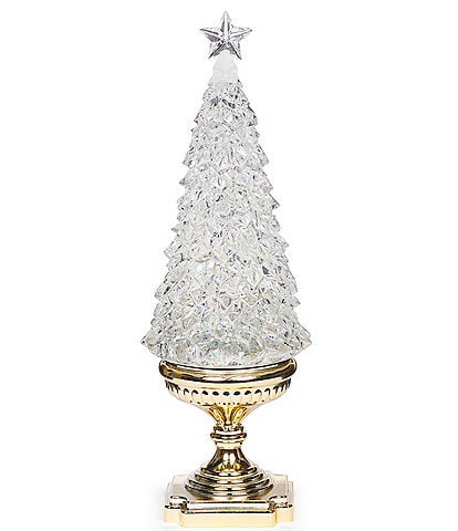 Roman Gold Glitter Swirl LED Christmas Tree Figurine
