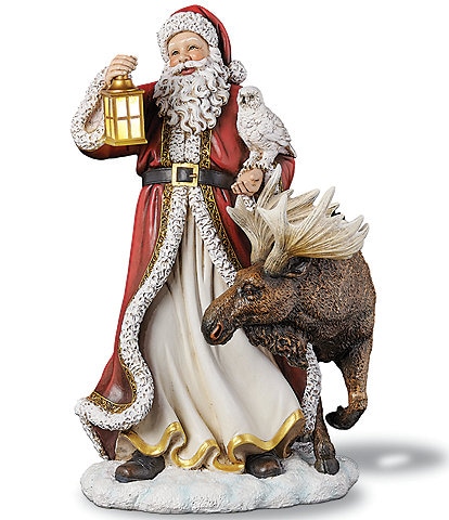 Roman Joseph's Studio 19#double; Santa With Moose Illuminated Figurine