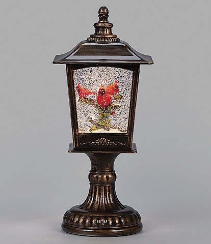 Roman LED Lighted Cardinals Swirl Black Lantern