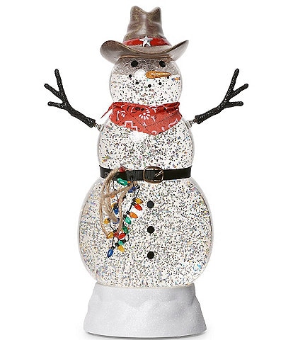 Roman LED Lighted Swirl Cowboy Snowman with Christmas Light Tabletop Decor