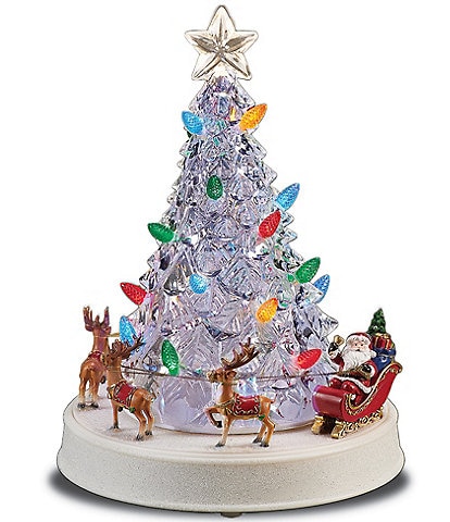 Roman Lighted Musical Santa & Reindeer Tree Figurine
