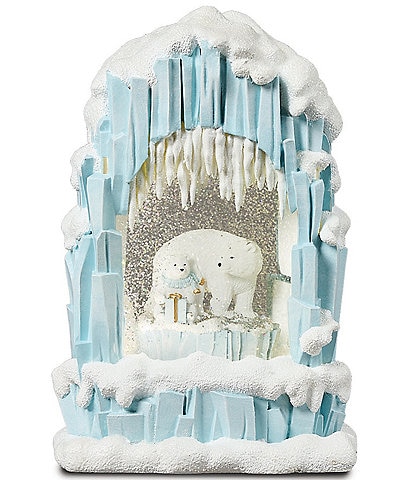 Roman Lighted Swirl Polar Bears Igloo Scene Figurine