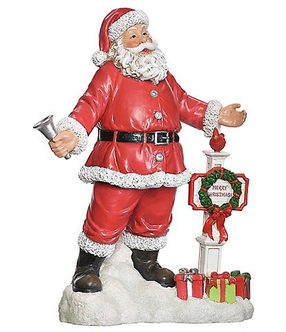 Roman Santa With Merry Christmas Sign and Bell Figurine