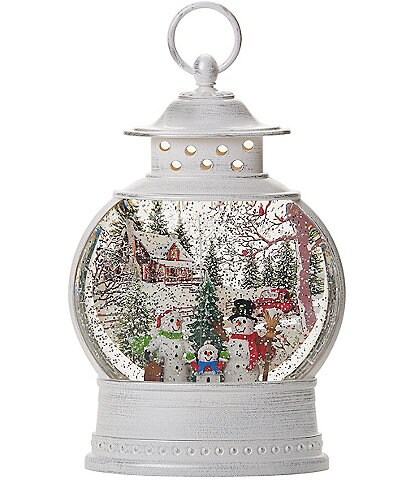 Roman Snowman Lantern LED Swirl Glitterdome