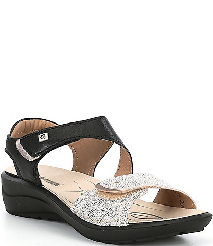 Romika Annecy 01 Printed Leather Wedge Sandals