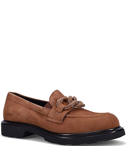 Ron White Allison Suede Chain Pillow Comfort Block Heel Loafers