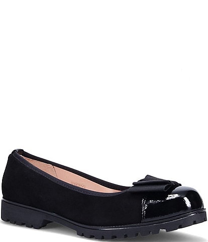 Ron White Isobell Suede and Patent Leather Cap Toe Ballerina Flats