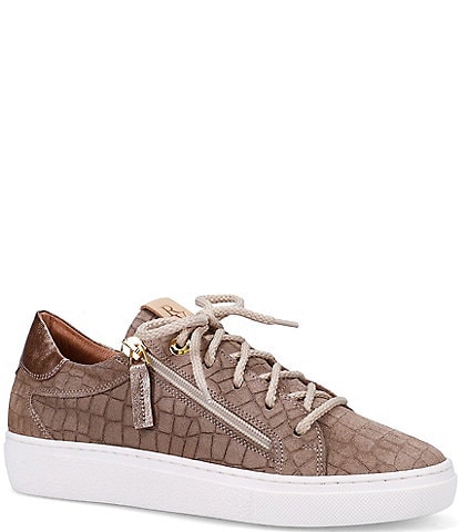 Ron White Otanya Suede Crocodile Embossed Lace-Up Sneakers