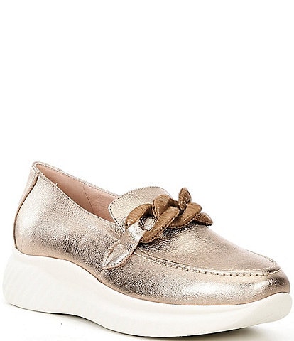 Ron White Zafira Metallic Leather Wedge Slip On Sneakers