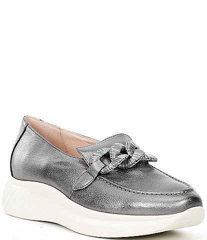 Ron White Zafira Metallic Leather Wedge Slip On Sneakers