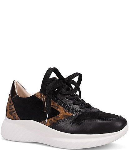 Ron White Zayla Leopard Print Suede Lace Up Wedge Sneakers