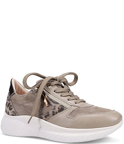 Ron White Zayla Leopard Print Suede Lace Up Wedge Sneakers