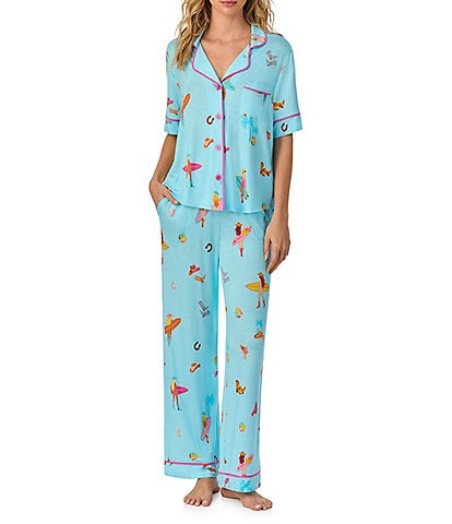 Room Service Coastal Cowgirl Short Sleeve Notch Collar Knit Pajama Set
