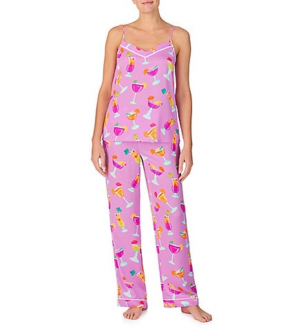 Room Service Cocktail Print Satin Cami & Pant Pajama Set