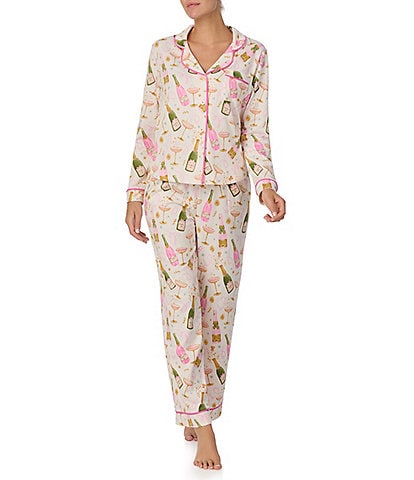 Room Service Long Sleeve Notch Collar Cozy Jersey Bubbly Print Pajama Set