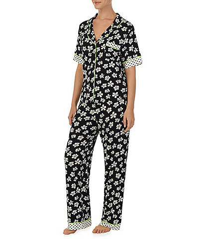 Room Service Short Sleeve Notch Collar Coordinating Pajama Set