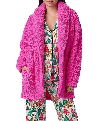 Room Service Solid Long Sleeve Shawl Collar Frosted Plush Jacket