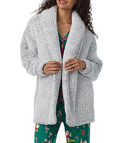 Room Service Solid Long Sleeve Shawl Collar Frosted Plush Jacket