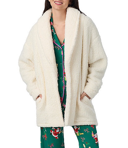 Room Service Solid Long Sleeve Shawl Collar Frosted Plush Jacket