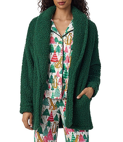 Room Service Solid Long Sleeve Shawl Collar Frosted Plush Jacket