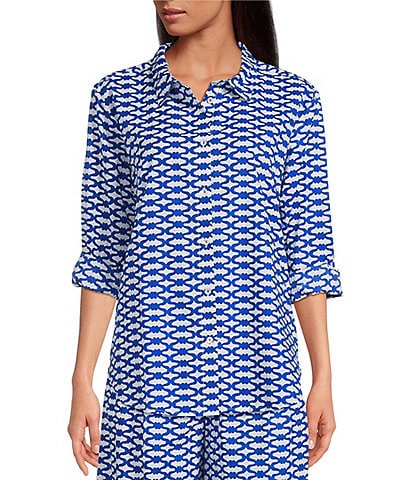 Ro's Garden Copenhagen Collar Button Front Long Sleeve Coordinating Shirt