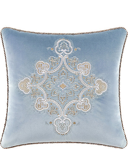 Rose Tree Caesar Embroidered Velvet Square Pillow