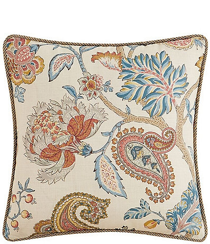 Rose Tree Fleur Paisley Damask Print Decorative Square Pillow