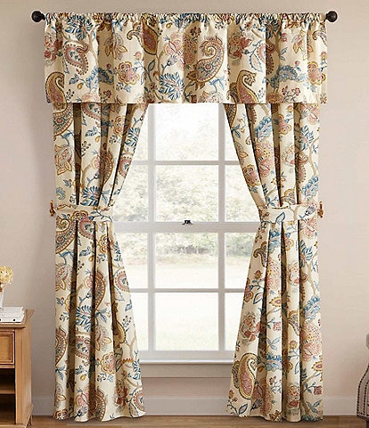 Rose Tree Fleur Paisley Damask Print Window Treatment