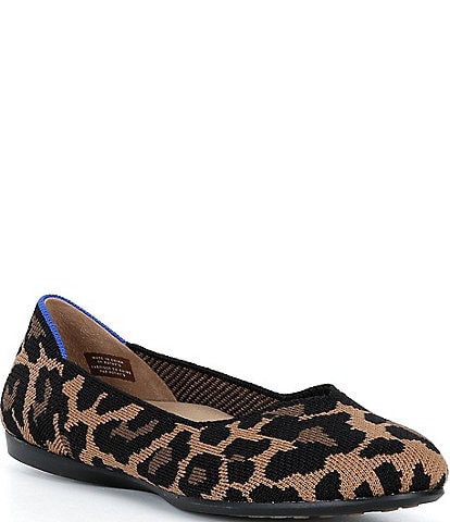 Rothy's The Daily Knit Washable Leopard Round Toe Flats