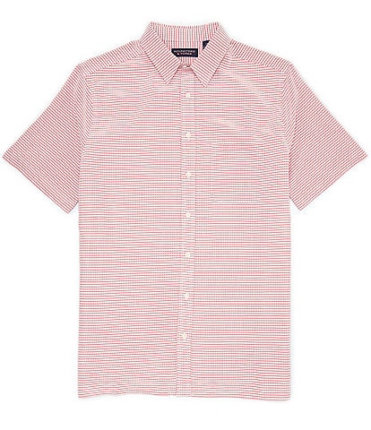 Roundtree & Yorke Big & Tall Point Collar Short Sleeve Horizontal Stripe Dobby Woven Shirt