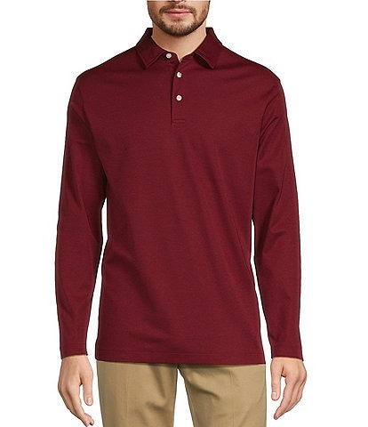 Roundtree & Yorke  Easy Care Long Sleeve Solid Jacquard Polo Shirt