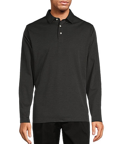 Roundtree & Yorke Easy Care Long Sleeve Solid Jacquard Polo Shirt